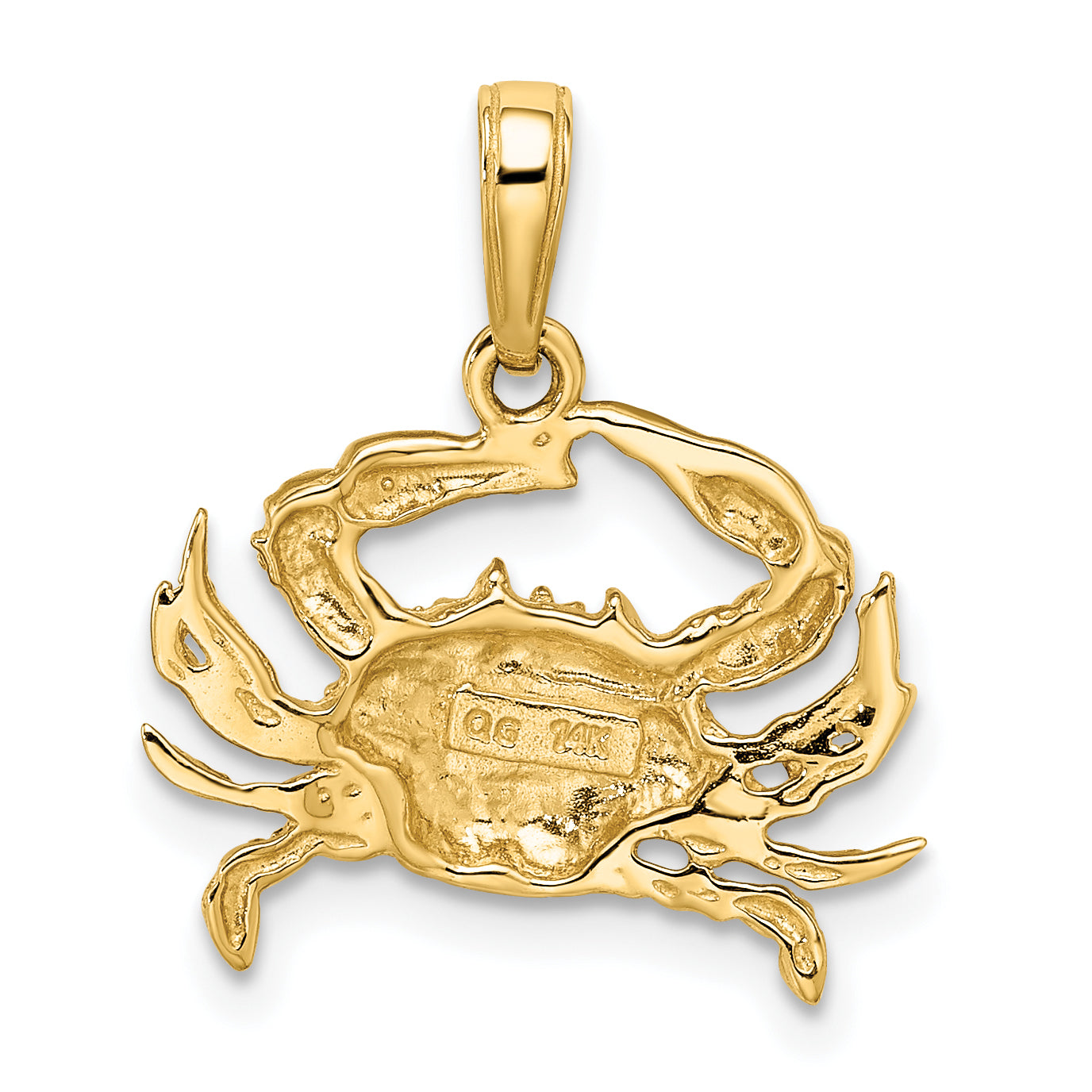 14K Yellow & Rhodium W/Rhodium Diamond-Cut Blue Crab Pendant