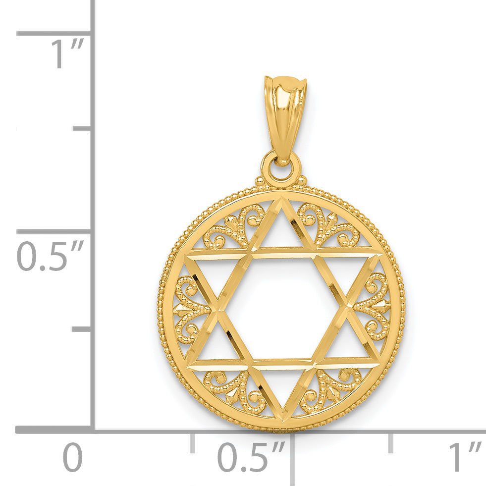 14K Yellow Gold Filigree Star Of David Pendant