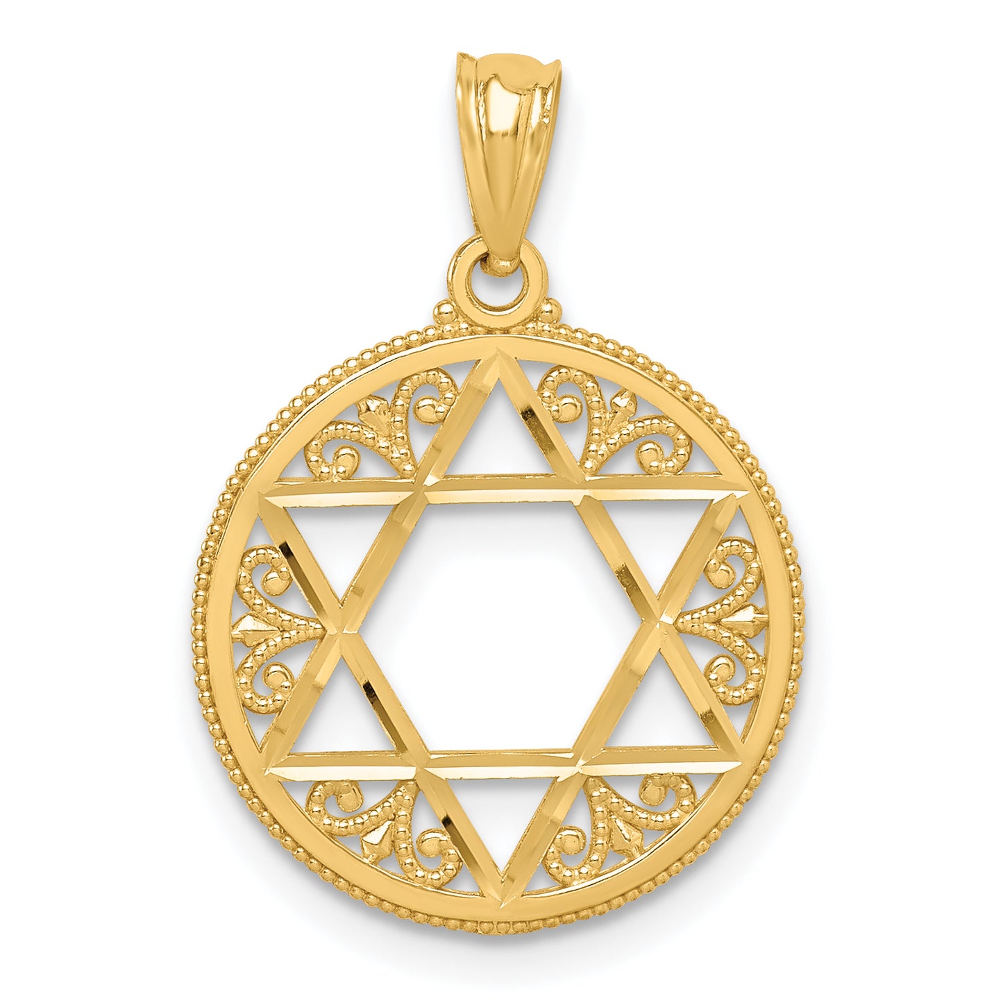 14K Yellow Gold Filigree Star Of David Pendant