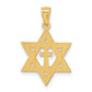 14K Yellow Gold Diamond-Cut Star Of David W/Cross Pendant