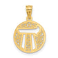 14K Yellow Gold Filigree Circle Chai Pendant