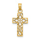 14K Yellow Gold Diamond-Cut Filigree Cross Pendant