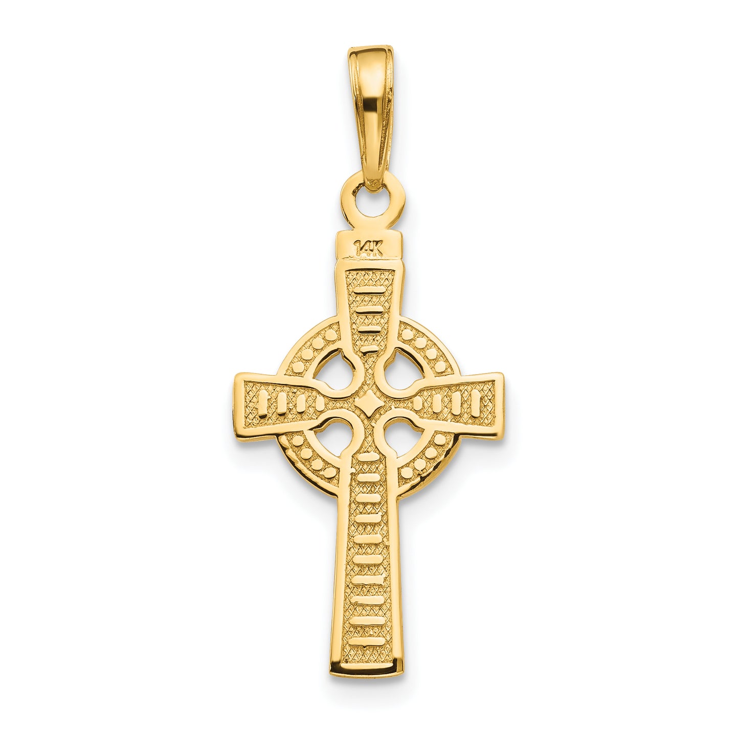 14K Yellow Gold Reversible God Is Love Celtic Cross Pendant