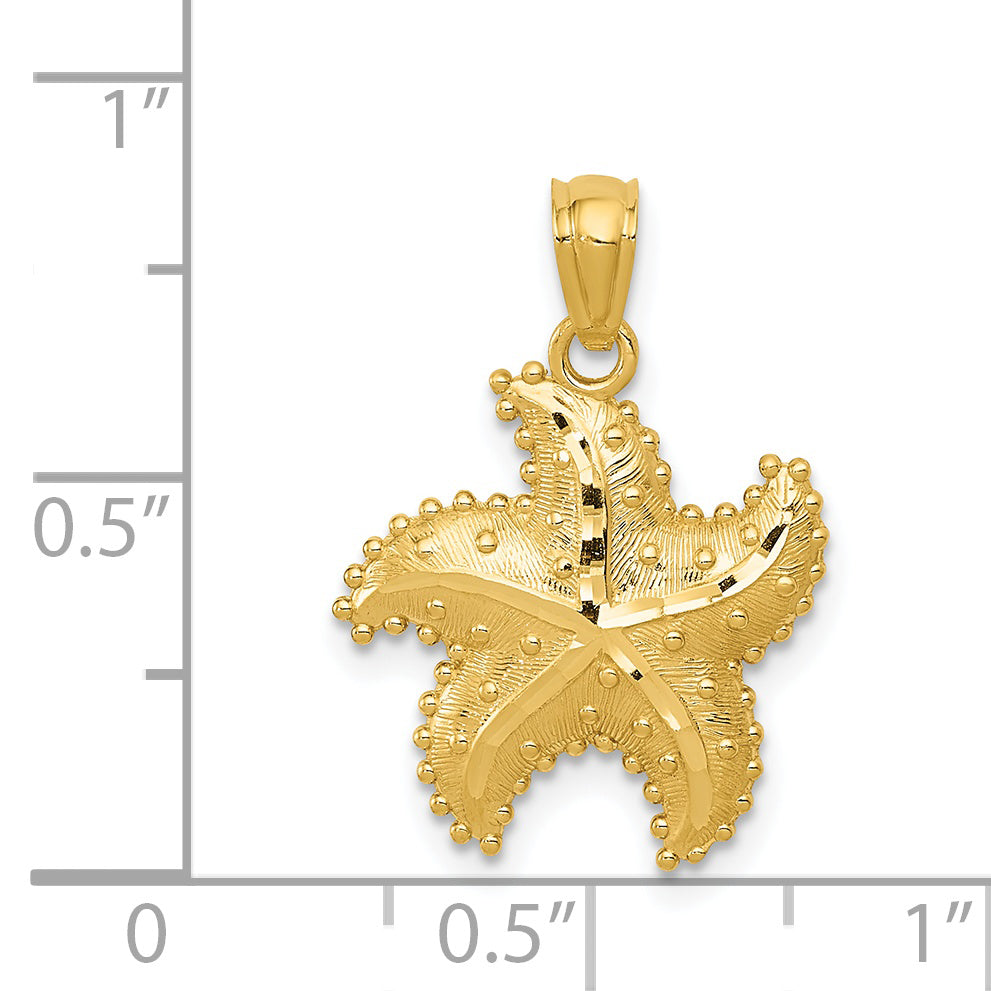 14K Yellow Gold Diamond-Cut Starfish Pendant