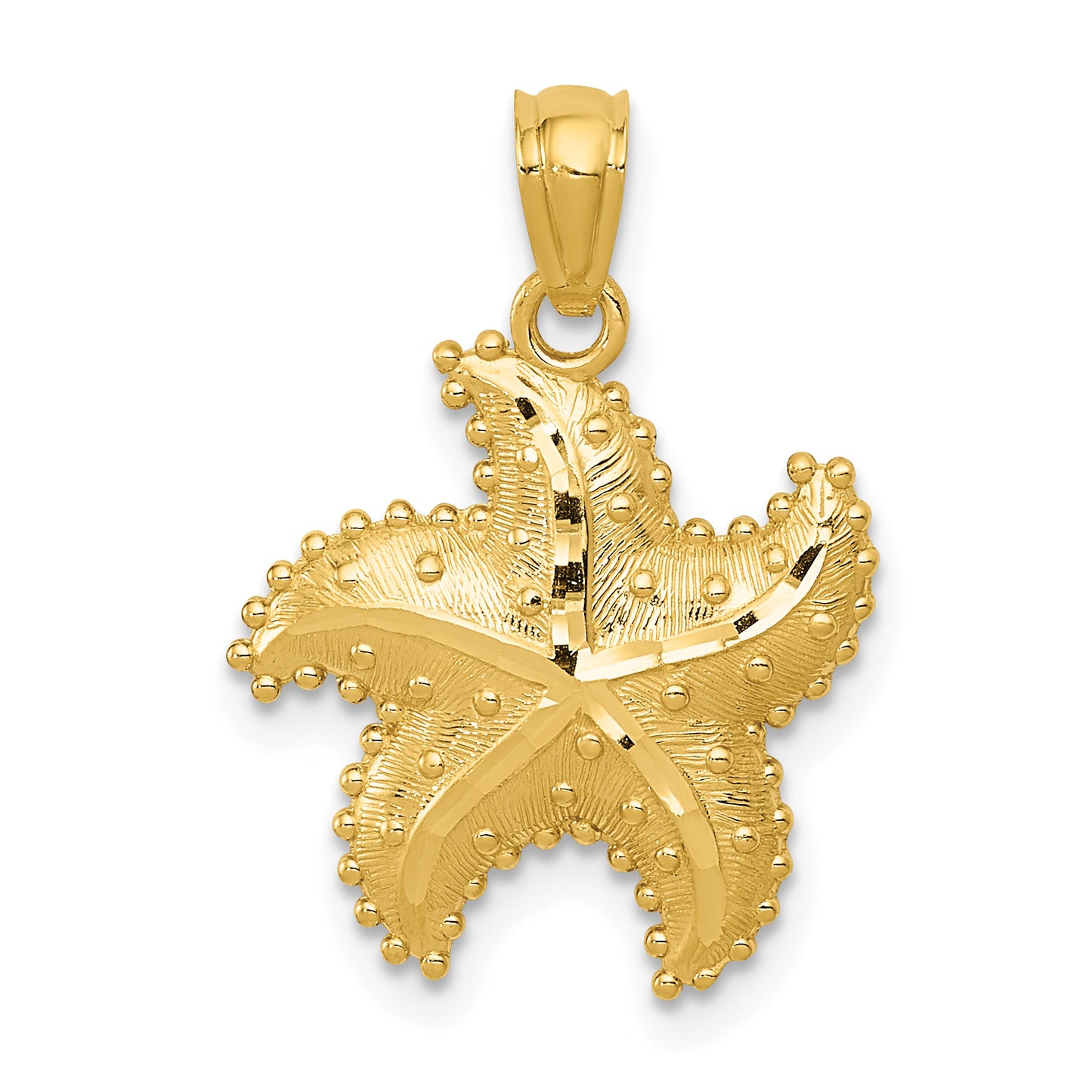 14K Yellow Gold Diamond-Cut Starfish Pendant