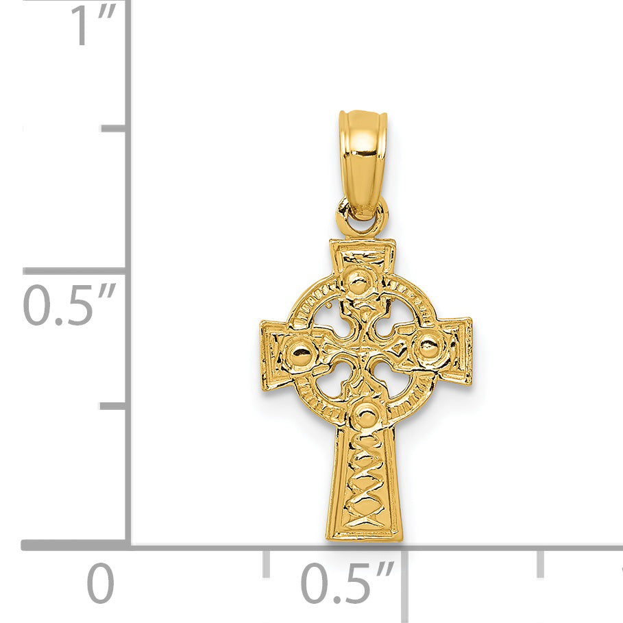 14K Yellow Gold Celtic Cross W/Eternity Circle Pendant