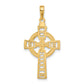 14K Yellow Gold Celtic Cross With Eternity Circle Pendant