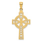 14K Yellow Gold Celtic Cross With Eternity Circle Pendant