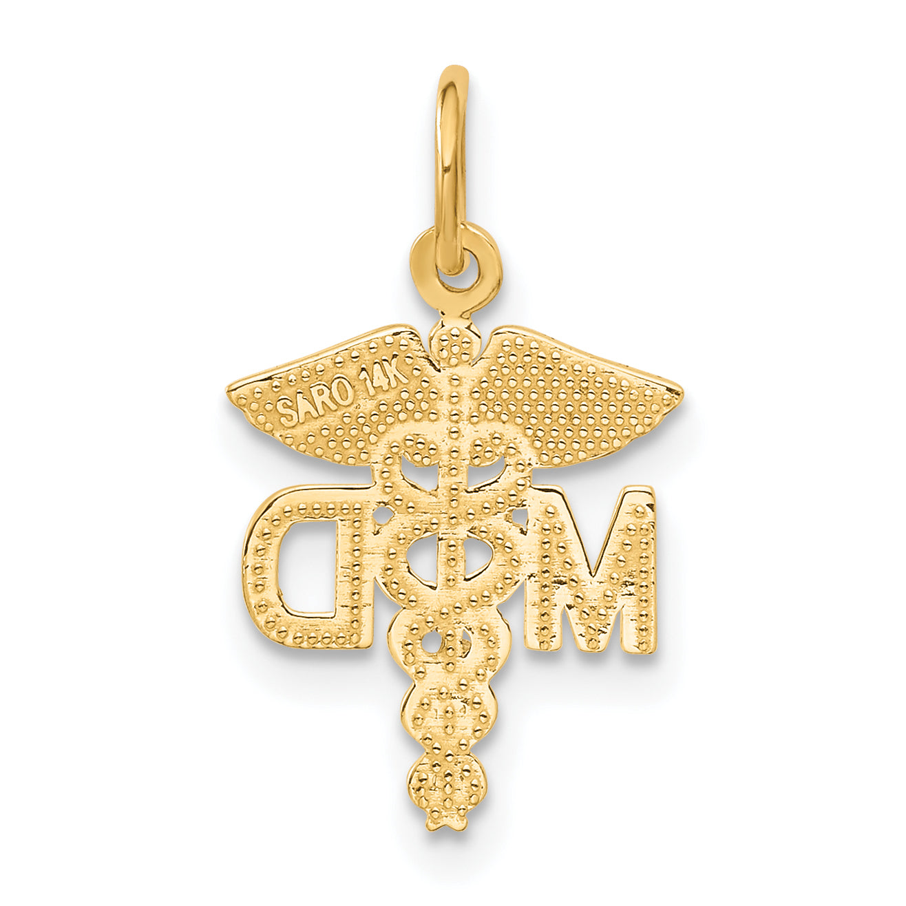 14K Yellow Gold M.D. Caduceus Charm