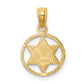 14K Yellow Gold Star Of David In Circle Frame Pendant