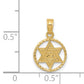 14K Yellow Gold Star Of David In Circle Frame Pendant