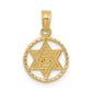 14K Yellow Gold Star Of David In Circle Frame Pendant