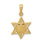 14K Yellow Gold Star Of David W/Tablets In Center Pendant