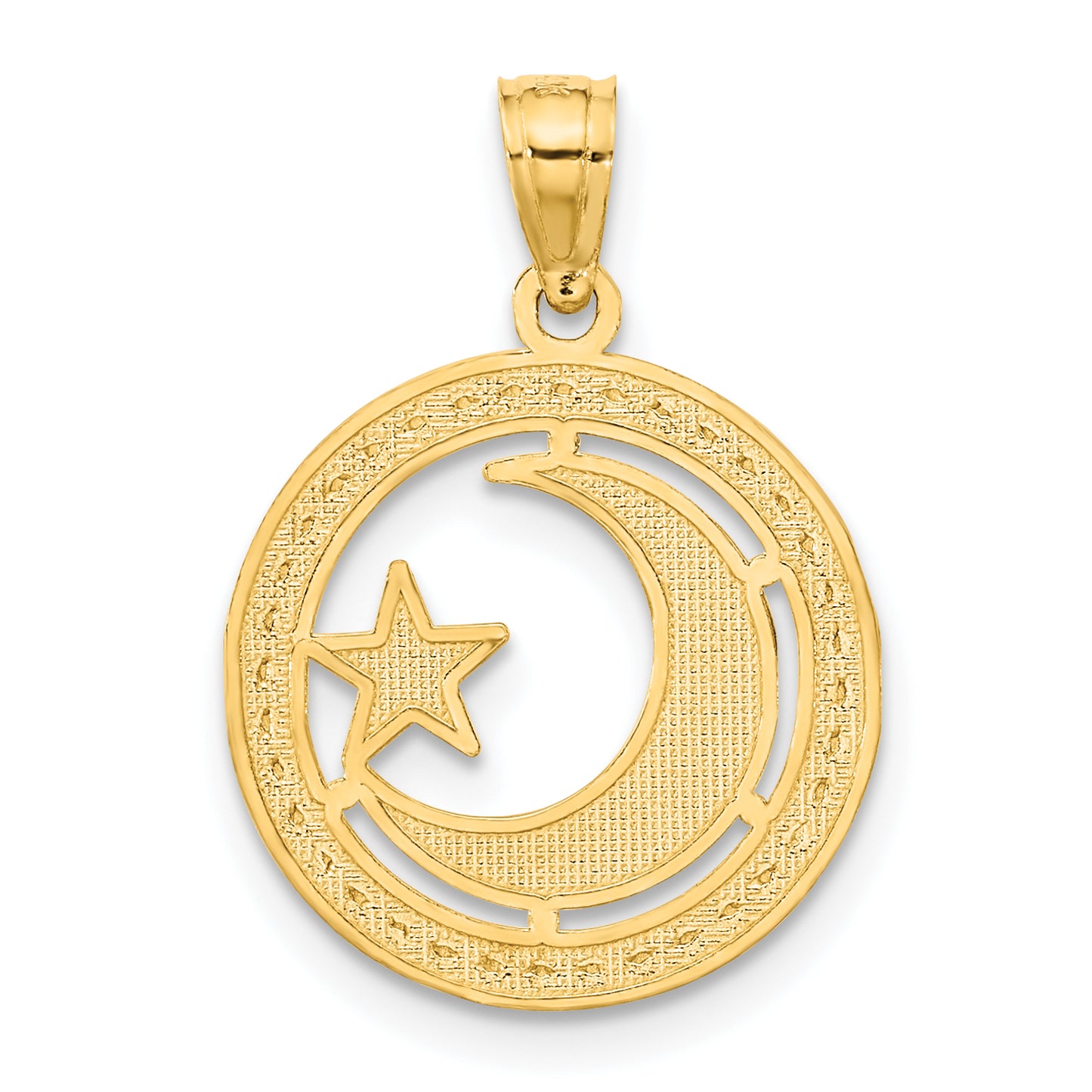 14K Yellow & Rhodium W/Rhodium Star Moon Pendant