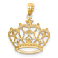 14K Yellow & Rhodium White D/C Filigree Crown Pendant