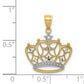 14K Yellow & Rhodium White D/C Filigree Crown Pendant