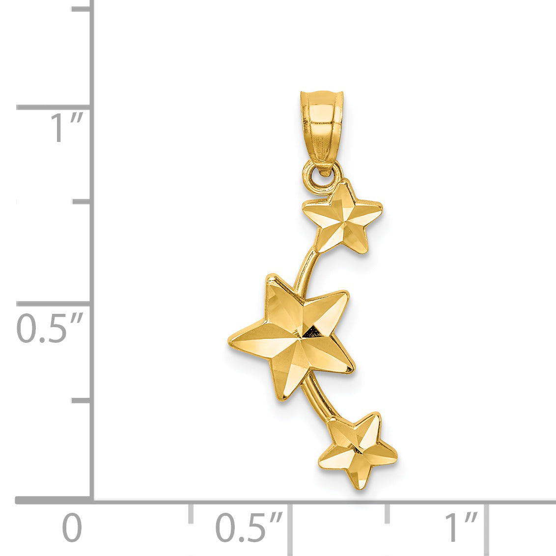 14K Yellow Gold D/C Stars Pendant