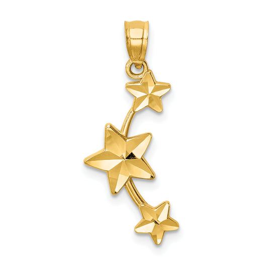 14K Yellow Gold D/C Stars Pendant