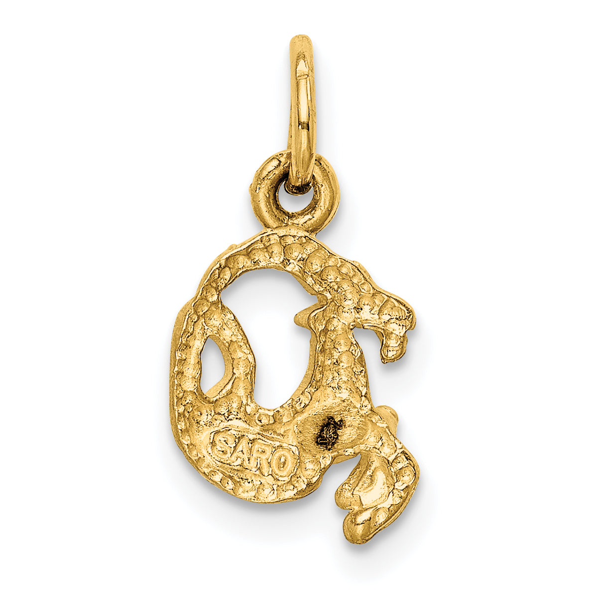 14K Yellow Gold Satin Diamond-Cut Capricorn Zodiac Charm