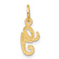 14K Yellow Gold 14Ky Script Letter G Initial Charm