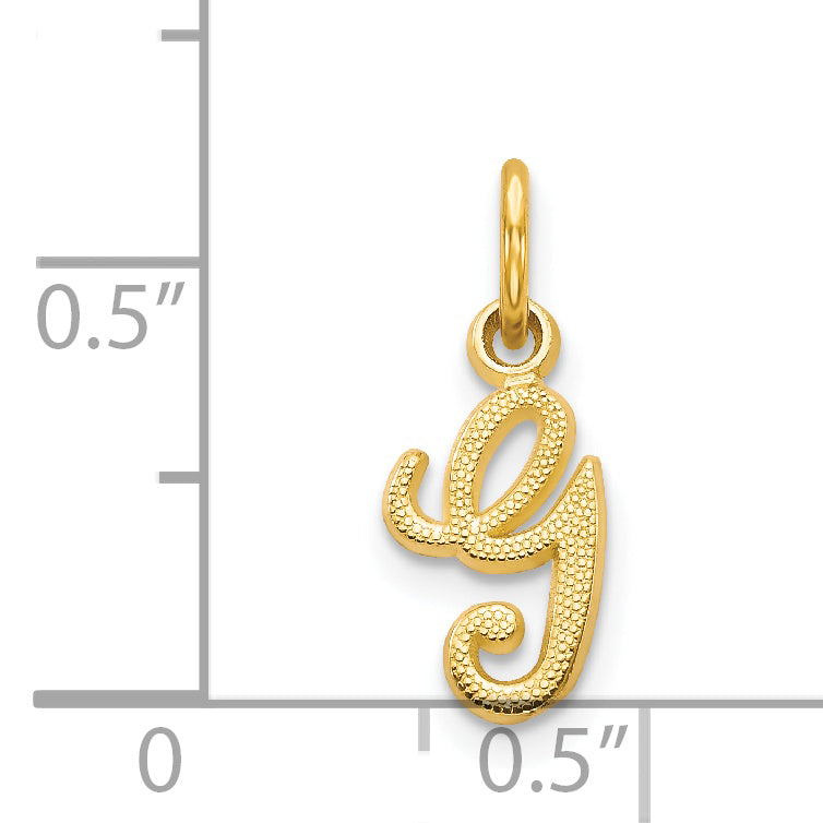 14K Yellow Gold 14Ky Script Letter G Initial Charm