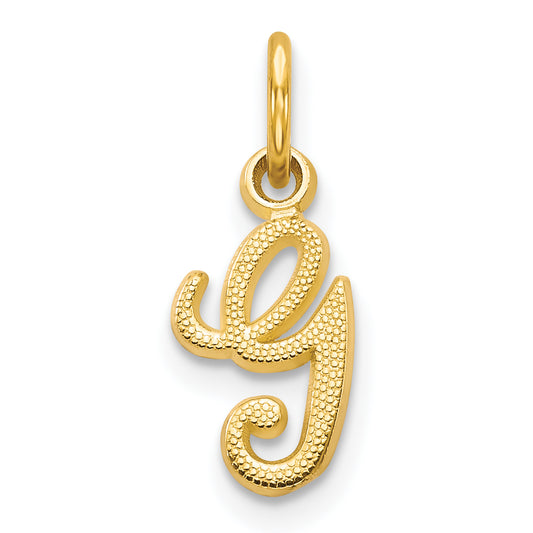 14K Yellow Gold 14Ky Script Letter G Initial Charm