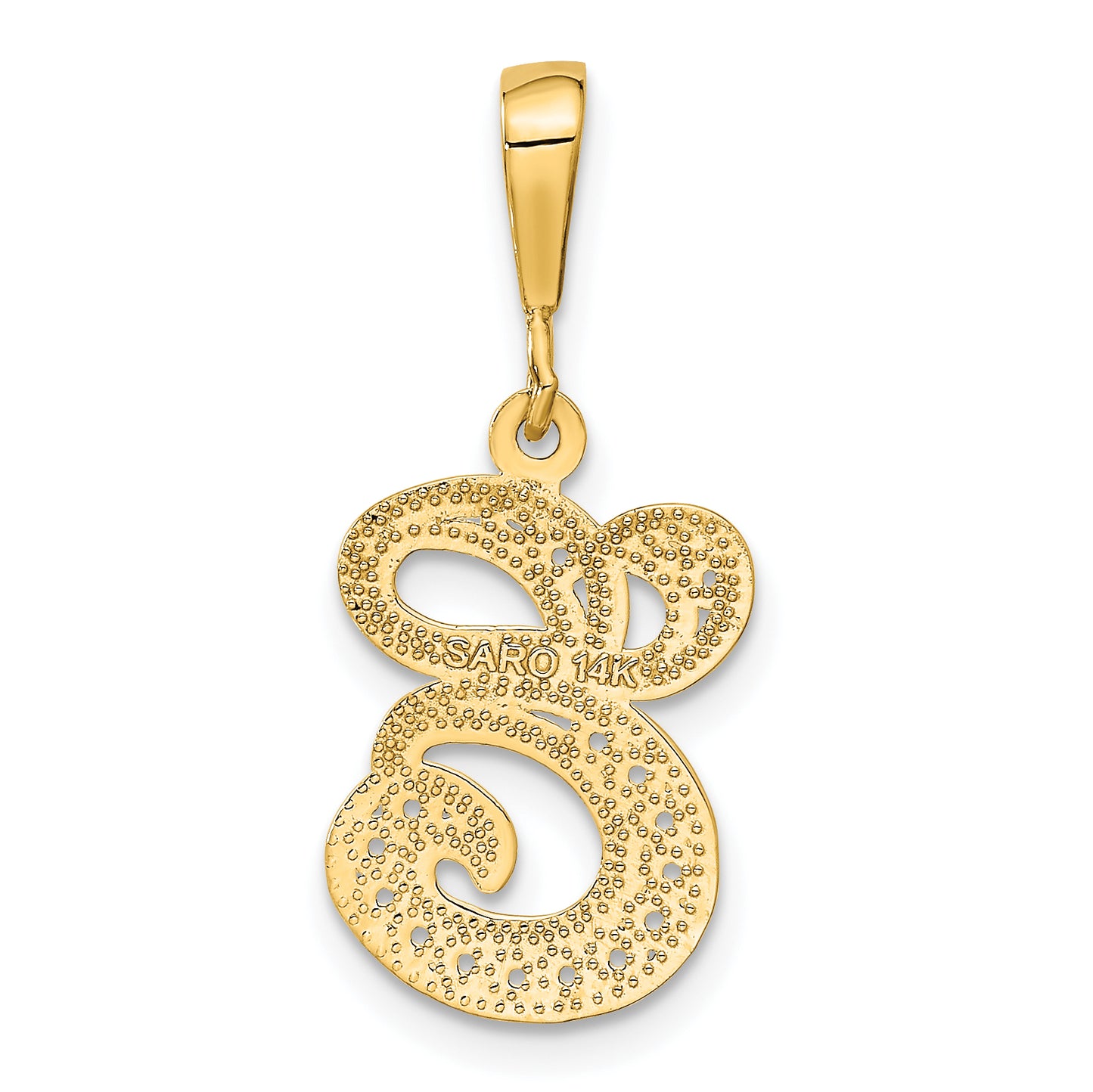 14K Yellow Gold 14Ky Polished Script Filigree Letter E Initial Pendant