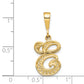 14K Yellow Gold 14Ky Polished Script Filigree Letter E Initial Pendant