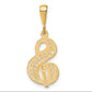 14K Yellow Gold 14Ky Polished Script Filigree Letter S Initial Pendant