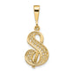 14K Yellow Gold 14Ky Polished Script Filigree Letter S Initial Pendant