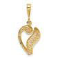 14K Yellow Gold 14Ky Polished Script Filigree Letter V Initial Pendant