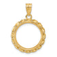 14K Yellow Gold Wideband Distinguished Coin Jewelry Polished Diamond-Cut And Wide Twisted Wire 16.5mm Prong Bezel Pendant