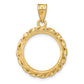 14K Yellow Gold Wideband Distinguished Coin Jewelry Polished Wide Twisted Wire 16.5mm Prong Bezel Pendant