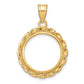 14K Yellow Gold Wideband Distinguished Coin Jewelry Polished Wide Twisted Wire 16.5mm Prong Bezel Pendant