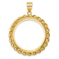 14K Yellow Gold Wideband Distinguished Coin Jewelry Polished Wide Twisted Wire 27.0mm Prong Bezel Pendant