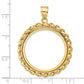 14K Yellow Gold Wideband Distinguished Coin Jewelry Polished Wide Twisted Wire 27.0mm Prong Bezel Pendant