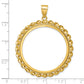 14K Yellow Gold Wideband Distinguished Coin Jewelry Polished Wide Twisted Wire 32.7mm Prong Bezel Pendant