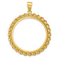 14K Yellow Gold Wideband Distinguished Coin Jewelry Polished Wide Twisted Wire 32.7mm Prong Bezel Pendant