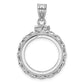 14K White Gold Wideband Distinguished Coin Jewelry Polished Wide Twisted Wire 16.5mm X 1.35mm Screw Top Bezel Pendant