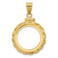 14K Yellow Gold Wideband Distinguished Coin Jewelry Polished Wide Twisted Wire 16.5mm X 1.35mm Screw Top Bezel Pendant