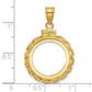 14K Yellow Gold Wideband Distinguished Coin Jewelry Polished Wide Twisted Wire 16.5mm X 1.35mm Screw Top Bezel Pendant