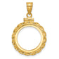 14K Yellow Gold Wideband Distinguished Coin Jewelry Polished Wide Twisted Wire 16.5mm X 1.35mm Screw Top Bezel Pendant