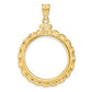 14K Yellow Gold Wideband Distinguished Coin Jewelry Polished Wide Twisted Wire 22.0mm X 1.9mm Screw Top Bezel Pendant