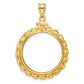 14K Yellow Gold Wideband Distinguished Coin Jewelry Polished Wide Twisted Wire 22.0mm X 1.9mm Screw Top Bezel Pendant