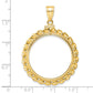 14K Yellow Gold Wideband Distinguished Coin Jewelry Polished Wide Twisted Wire 27.0mm X 2.35mm Screw Top Bezel Pendant