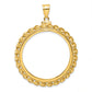 14K Yellow Gold Wideband Distinguished Coin Jewelry Polished Wide Twisted Wire 32.7mm X 3.00mm Screw Top Bezel Pendant