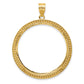 14K Yellow Gold Wideband Distinguished Coin Jewelry Polished Beaded And Diamond-Cut 32.7mm Prong Bezel Pendant