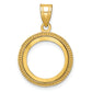 14K Yellow Gold Wideband Distinguished Coin Jewelry Polished And Beaded 14.0mm Prong Bezel Pendant