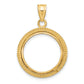 14K Yellow Gold Wideband Distinguished Coin Jewelry Polished And Beaded 16.5mm Prong Bezel Pendant