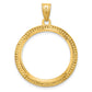 14K Yellow Gold Wideband Distinguished Coin Jewelry Polished And Beaded 22.0mm Prong Bezel Pendant